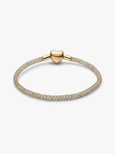 Heart Clasp Sparkling Mesh Bracelet