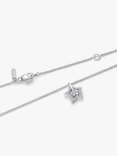 Sterling Silver Lab-Grown Diamond Star Pendant Necklace