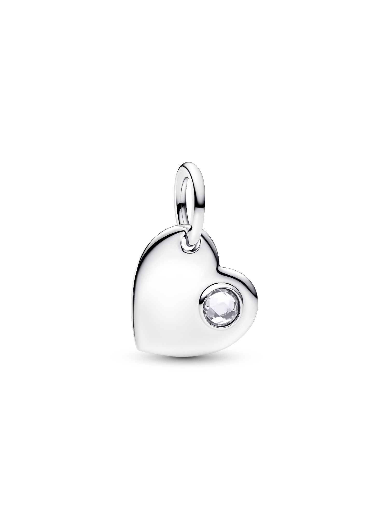 April Engravable Heart Clear Stone Dangle Charm