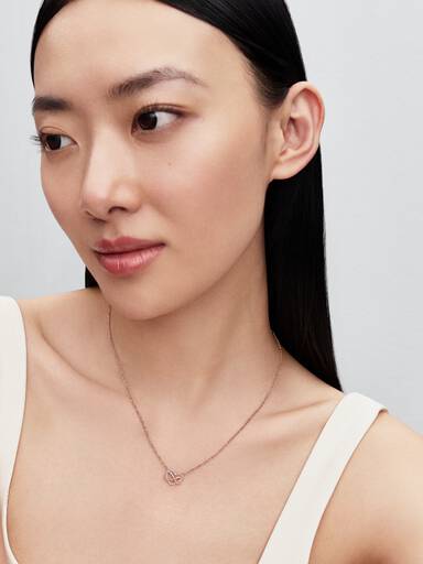 Infinity heart 14k rose gold-plated necklace with clear cubic zirconia