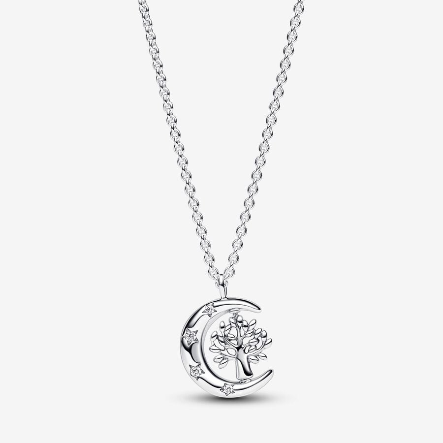 Moon & Spinning Tree of Life Pendant Necklace image number 0