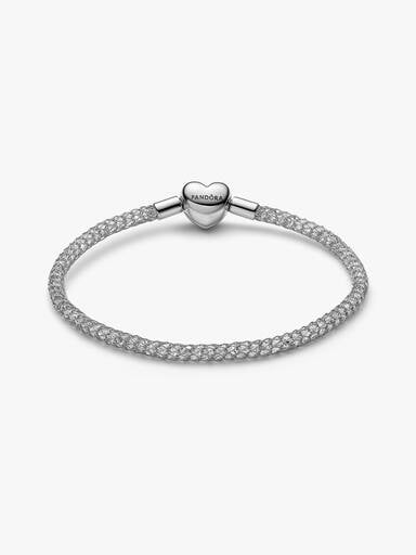 Heart Clasp Sparkling Mesh Bracelet