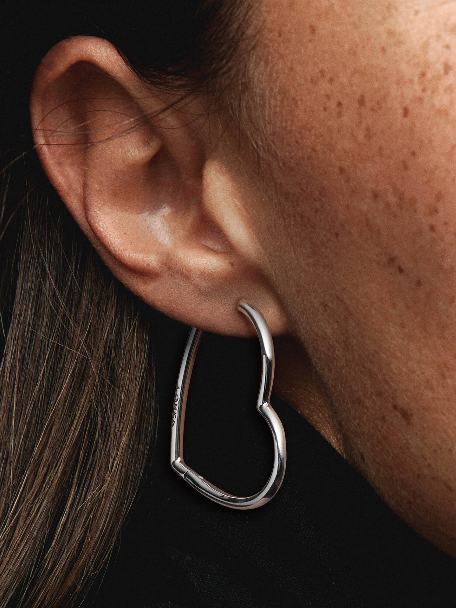 Asymmetric Sterling Silver Heart Hoop Earrings