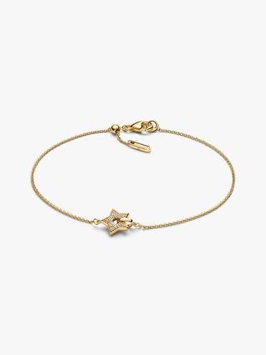 14k Gold Lab-grown Diamond Pavé Star Chain Bracelet