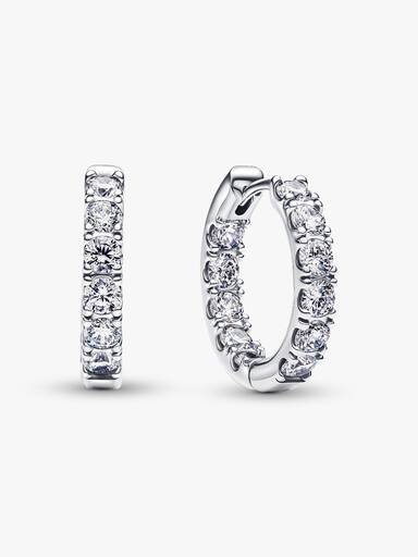 Sparkling Row Eternity Hoop Earrings