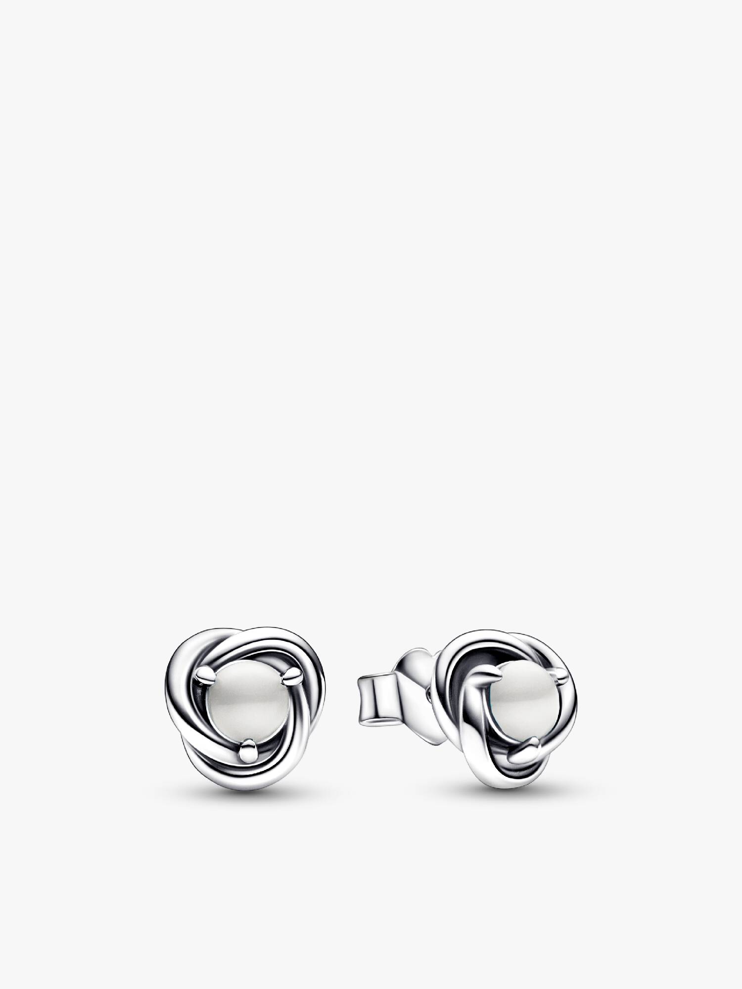 June White Mother of Pearl Birthstone Eternity Circle Stud Earrings
