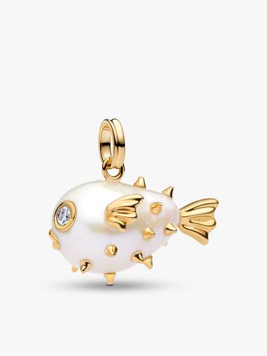 Baroque Pearl Puffy Fish Pendant Necklace set