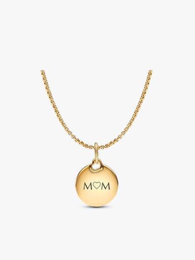 Engravable Round Tag Dangle Charm Necklace Set