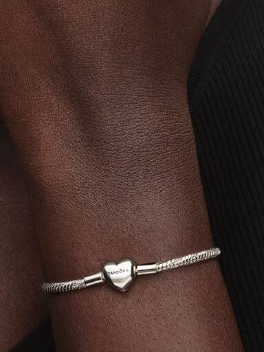 Heart Clasp Faceted Snake Chain Bracelet