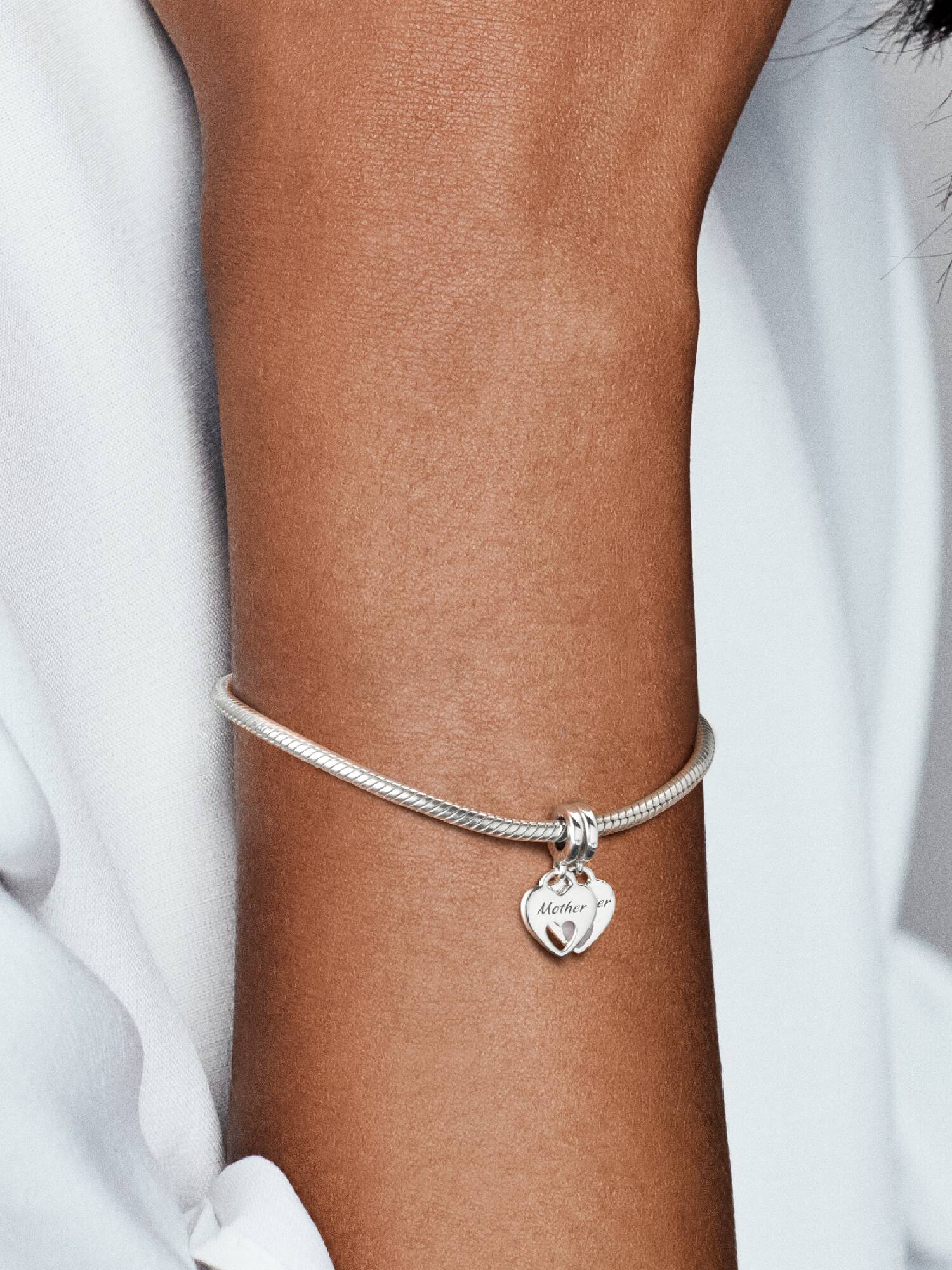 Mother & Daughter Double Heart Split Dangle Charm