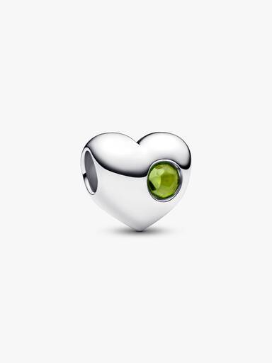 Engravable August Crystal Birthstone Heart Charm