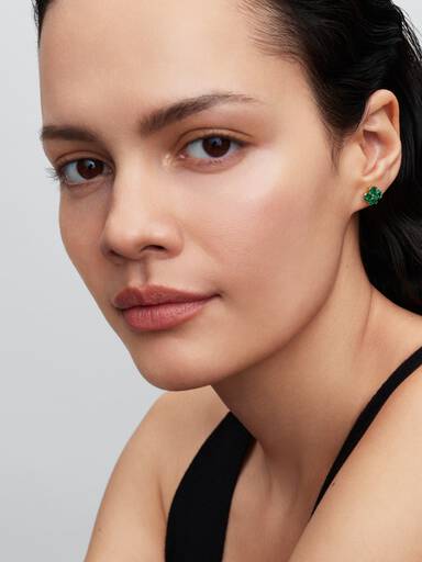 Green Lucky Clover Stud Earrings