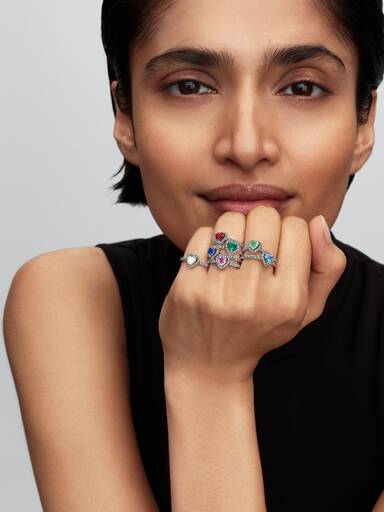 June Crystal Birthstone Elevated White Heart Ring