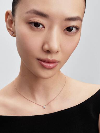 14k rose gold-plated collier with clear cubic zirconia
