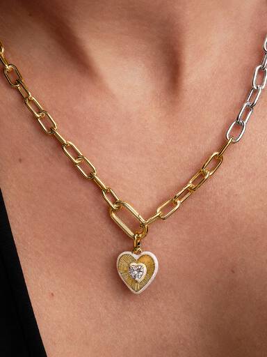 Radiating White Heart Medallion Charm