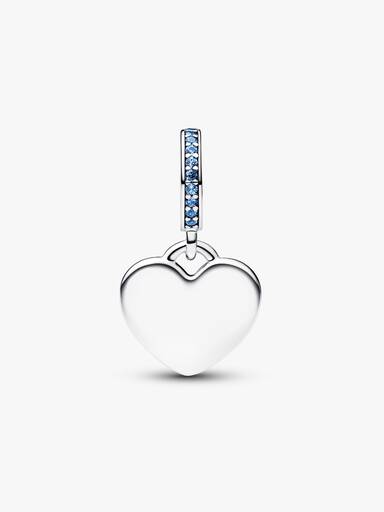 Engravable Heart Blue Stone Dangle Charm