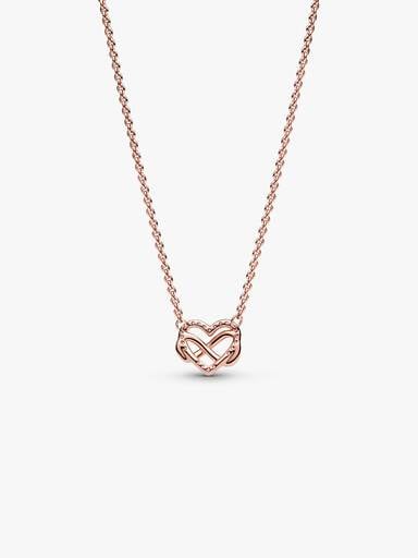 Infinity heart 14k rose gold-plated necklace with clear cubic zirconia