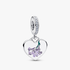 Engravable Jacaranda Flowers Heart Dangle Charm Engravable Jacaranda Flowers Heart Dangle Charm