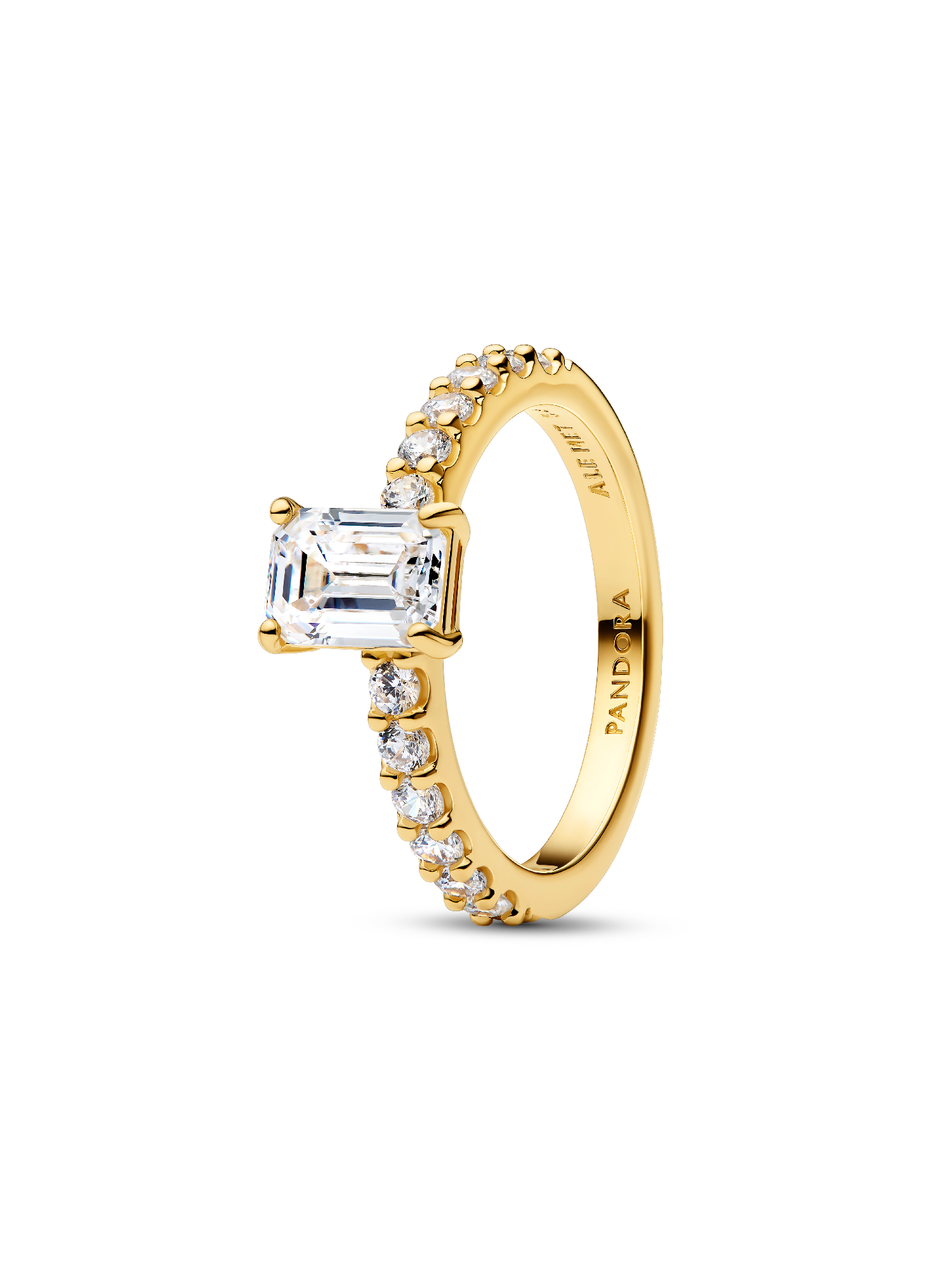Rectangular Sparkling Halo Ring