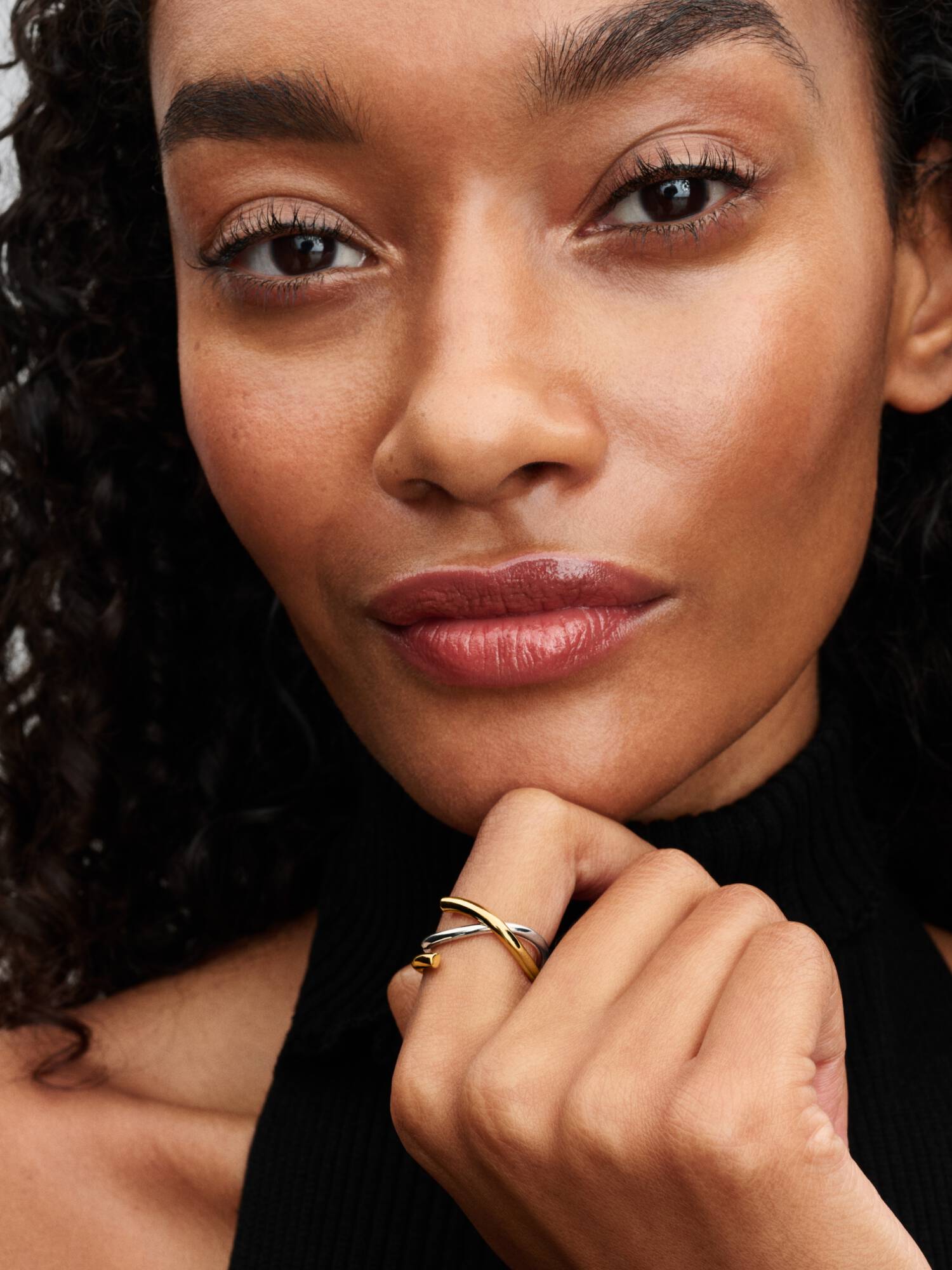 Organically Shaped Two-tone Double Ring