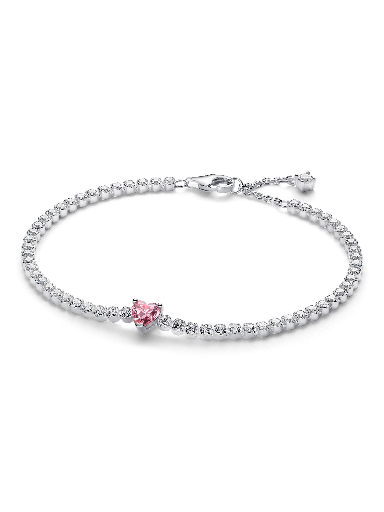 Pink Sparkling Heart Tennis Bracelet | Sterling silver | Pandora AU