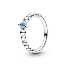 March Aqua Blue Ring with Man-Made Water Blue Crystal