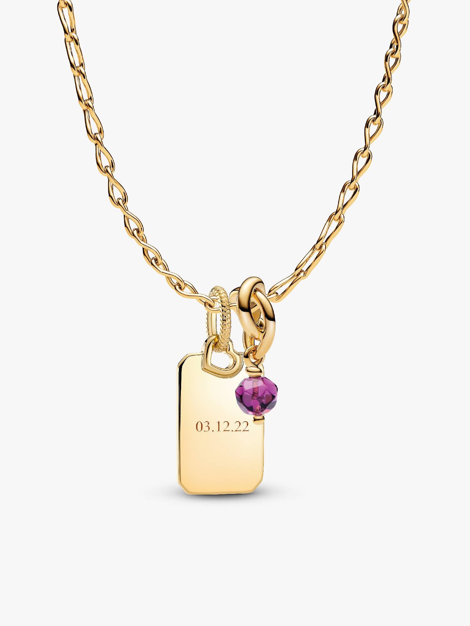 February Crystal Birthstone Engravable Necklace Set