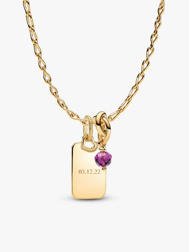 February Crystal Birthstone Engravable Necklace Set