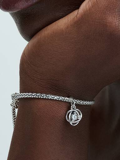 April Crystal Birthstone Eternity Circle Dangle Charm