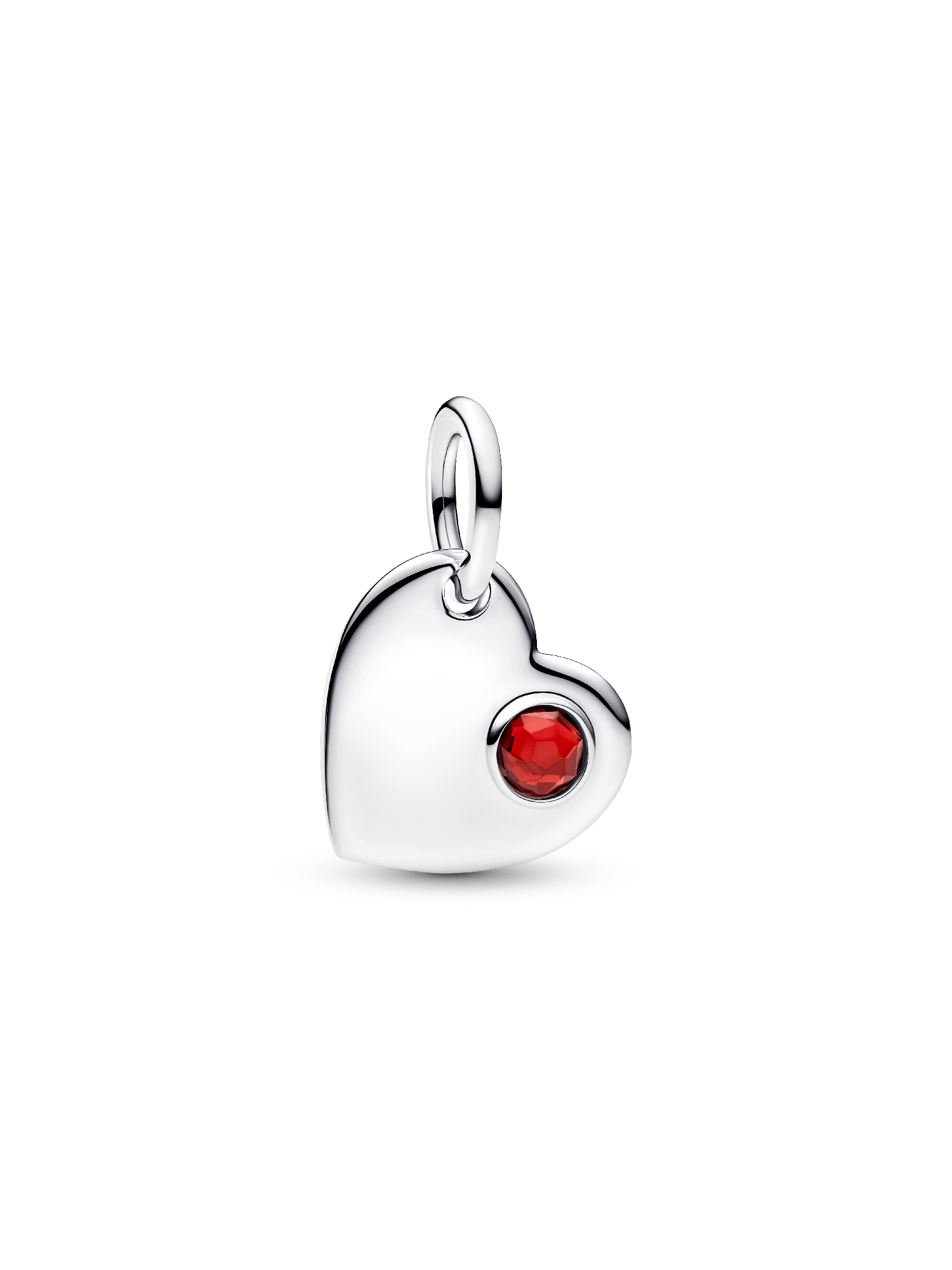 January Engravable Heart Red Stone Dangle Charm