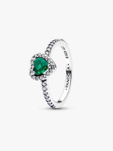 May Crystal Birthstone Elevated Green Heart Ring