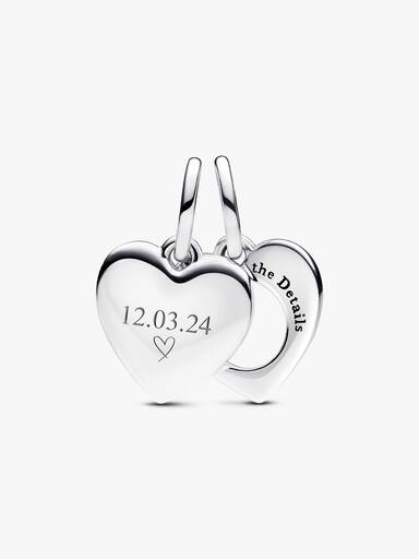 Engravable Heart Magnifying Glass Double Dangle Charm