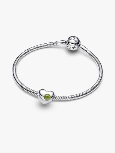 Engravable August Crystal Birthstone Heart Charm