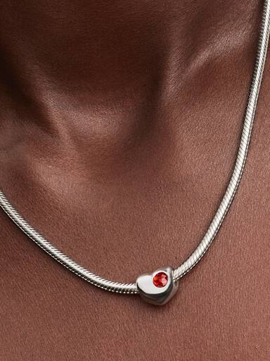 Engravable January Crystal Birthstone Heart Charm