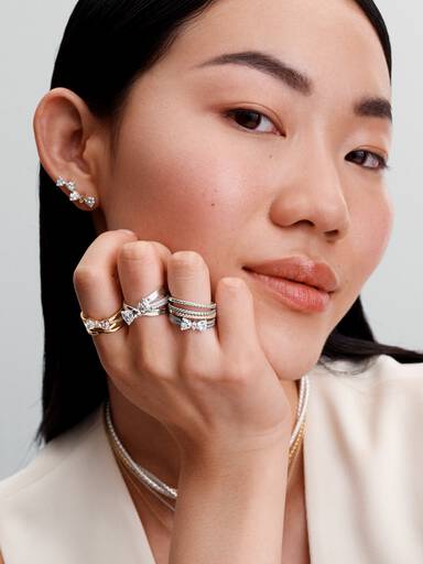 Sparkling Bow Double-row Ring