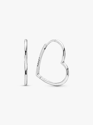 Asymmetric Sterling Silver Heart Hoop Earrings