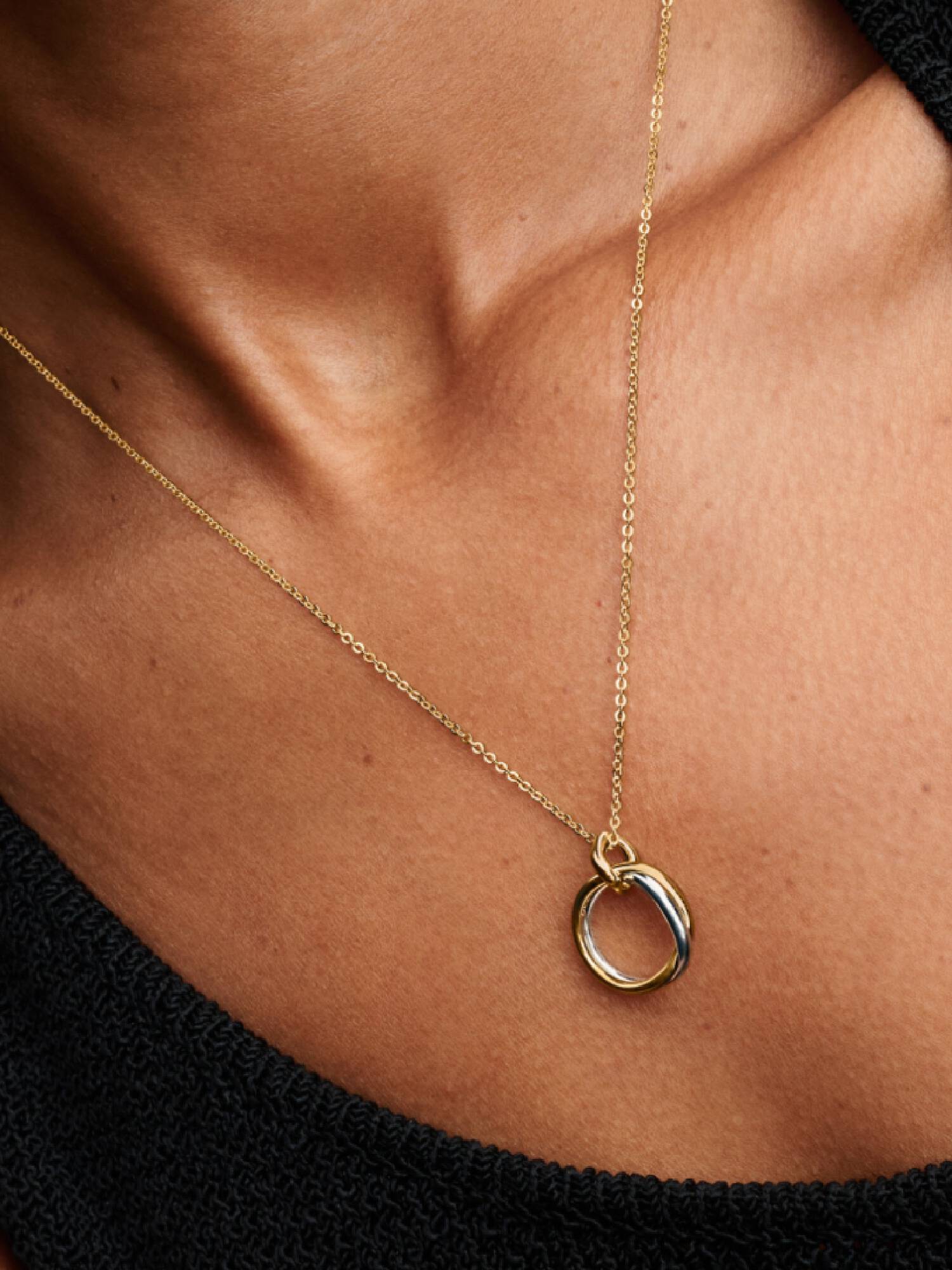 Organically Shaped Two-Tone Pendant Necklace