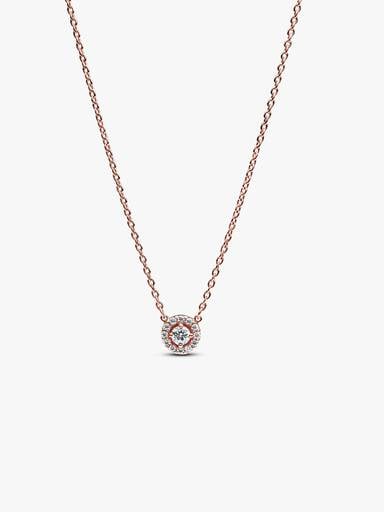 14k rose gold-plated collier with clear cubic zirconia