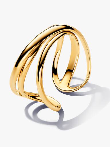 Organically Shaped Triple Band Open Ring