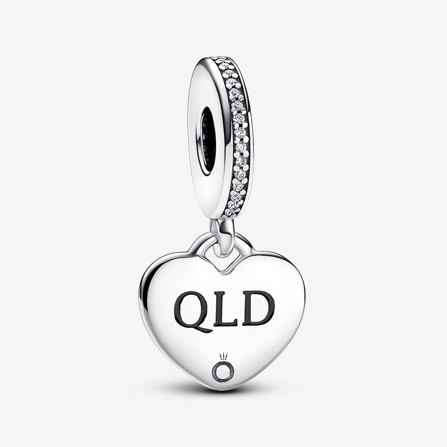 Queensland Engravable Heart Dangle Charm image number 0