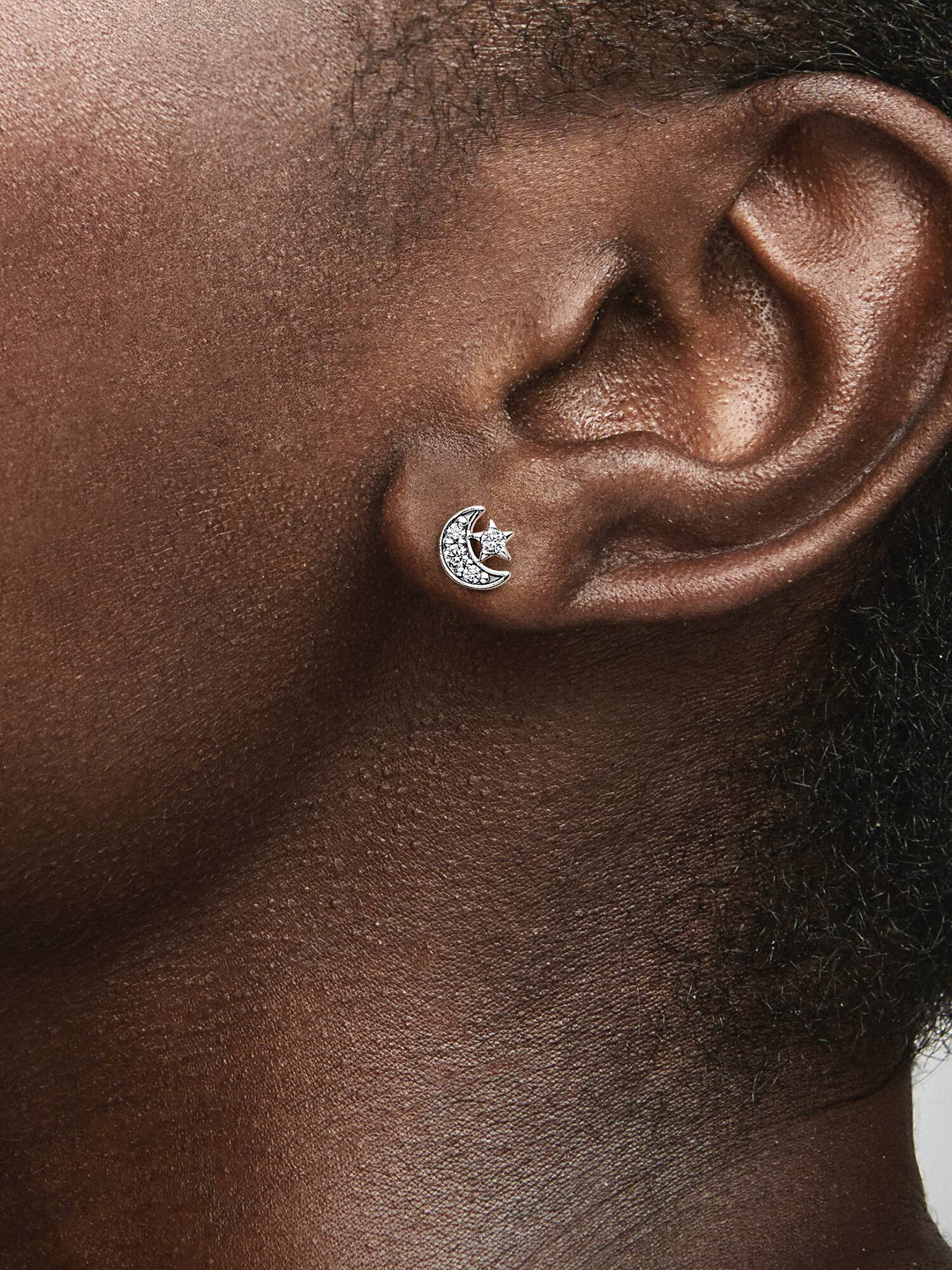 Sparkling Moon & Star Stud Earrings