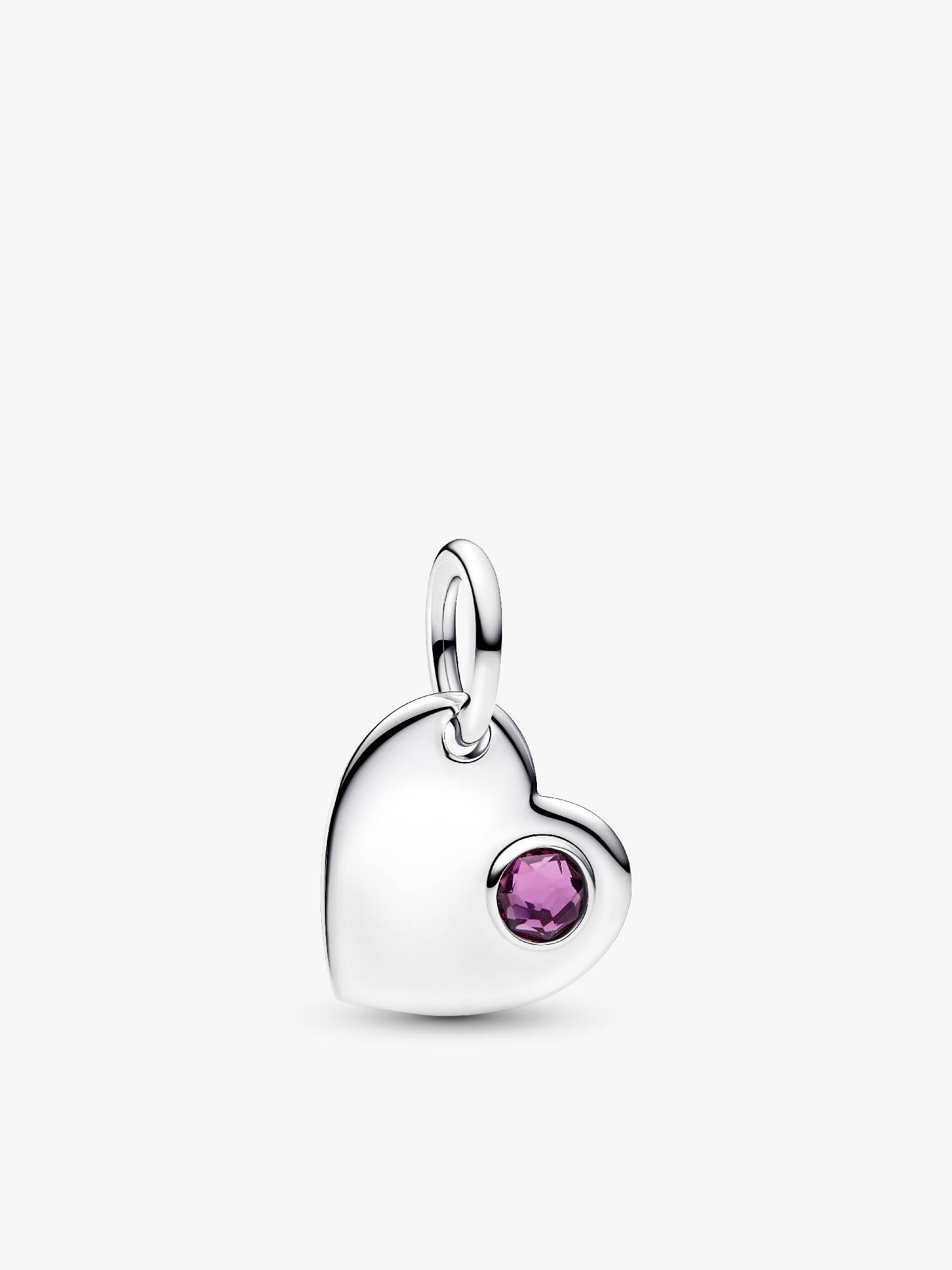 February Engravable Heart Purple Stone Dangle Charm