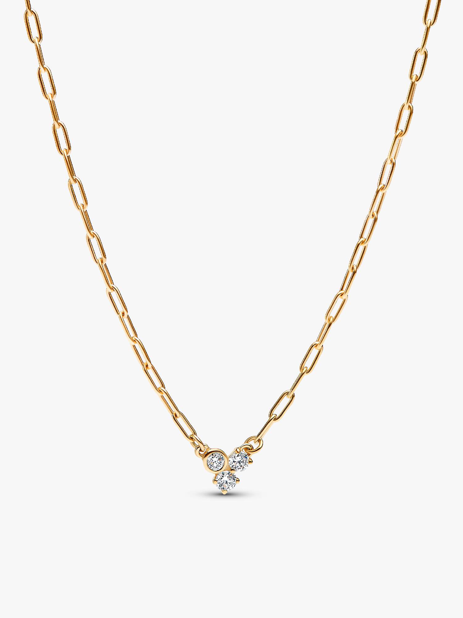 Pandora Era Lab-Grown Diamond Cluster Paperclip Chain Necklace