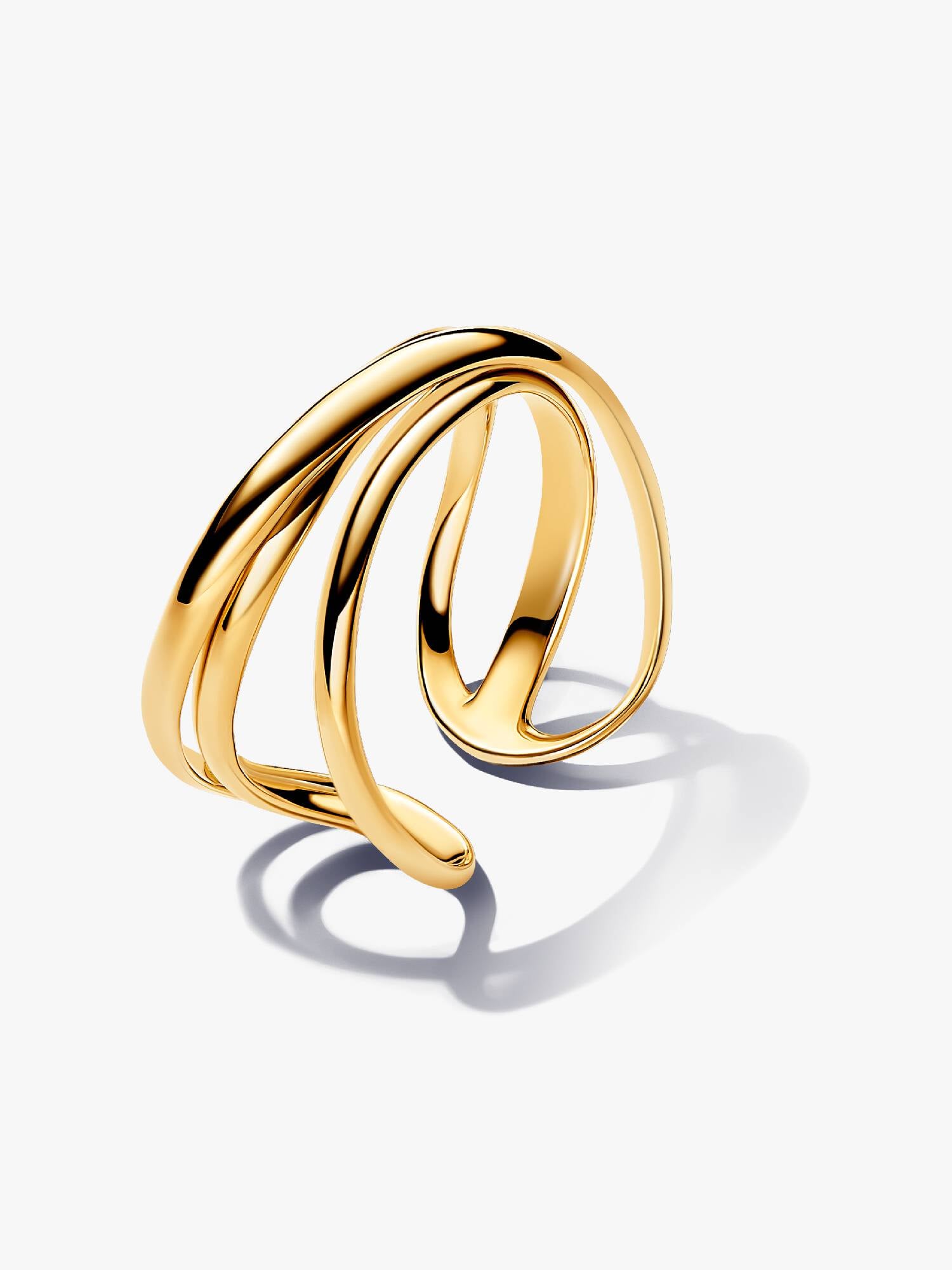 Organically Shaped Triple Band Open Ring