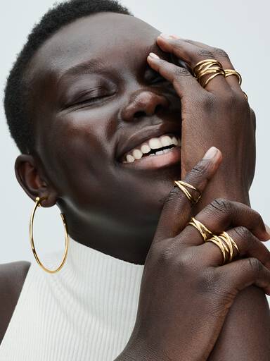 Organically Shaped Triple Band Open Ring