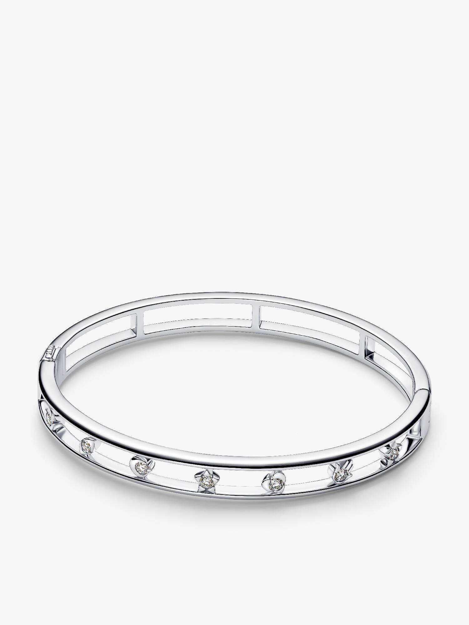 Sterling Silver Lab-Grown Diamond Symbols Bangle