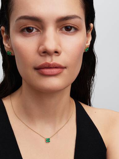 Green Lucky Clover Stud Earrings