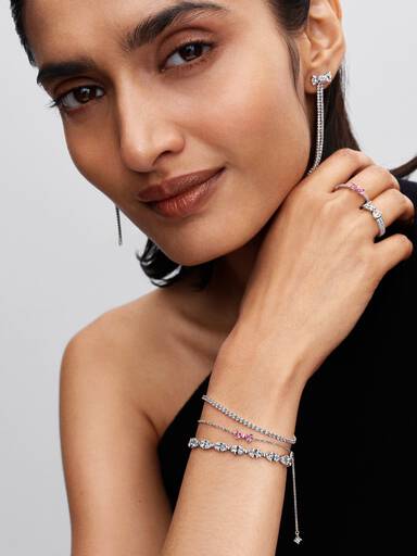 Sparkling Bow Double-row Ring
