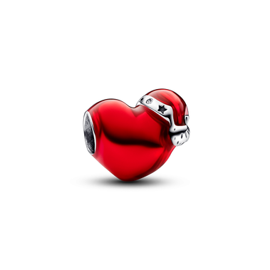 Metallic Red Christmas Heart Charm