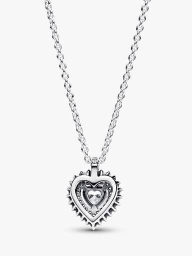 Sparkling Heart Halo Pendant Necklace